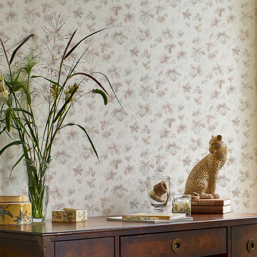 Autumn Leaves Wallpaper 118481 by Laura Ashley in Natural
